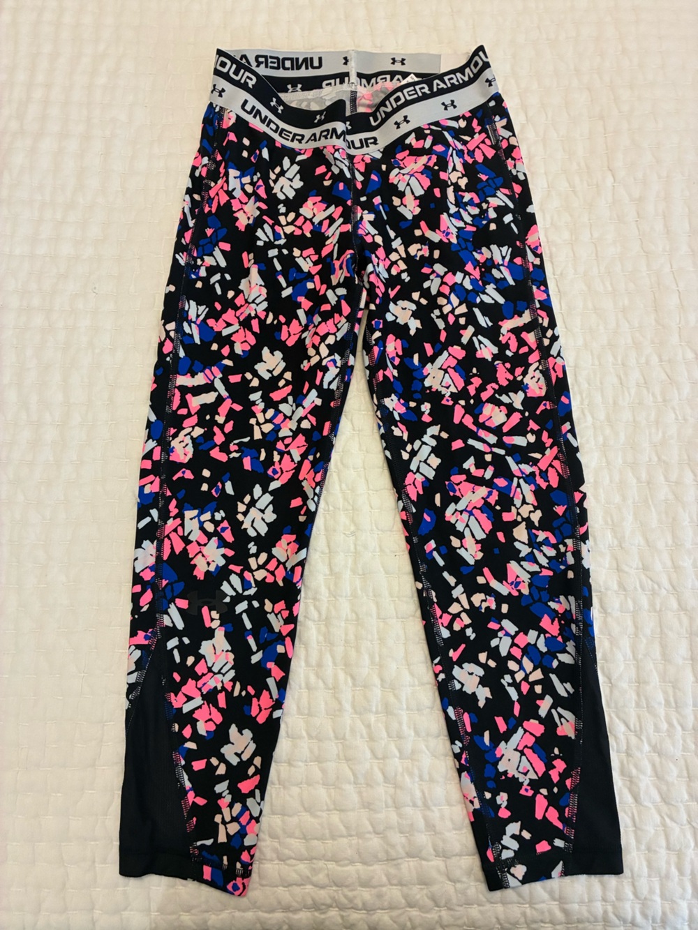 Under Armour Black Leggings with Pink, Blue & White Speckle Print